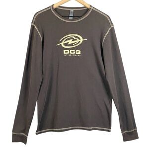 Men’s Long Sleeve Performance Pullover Cotton Jersey in Brown Size Medium
